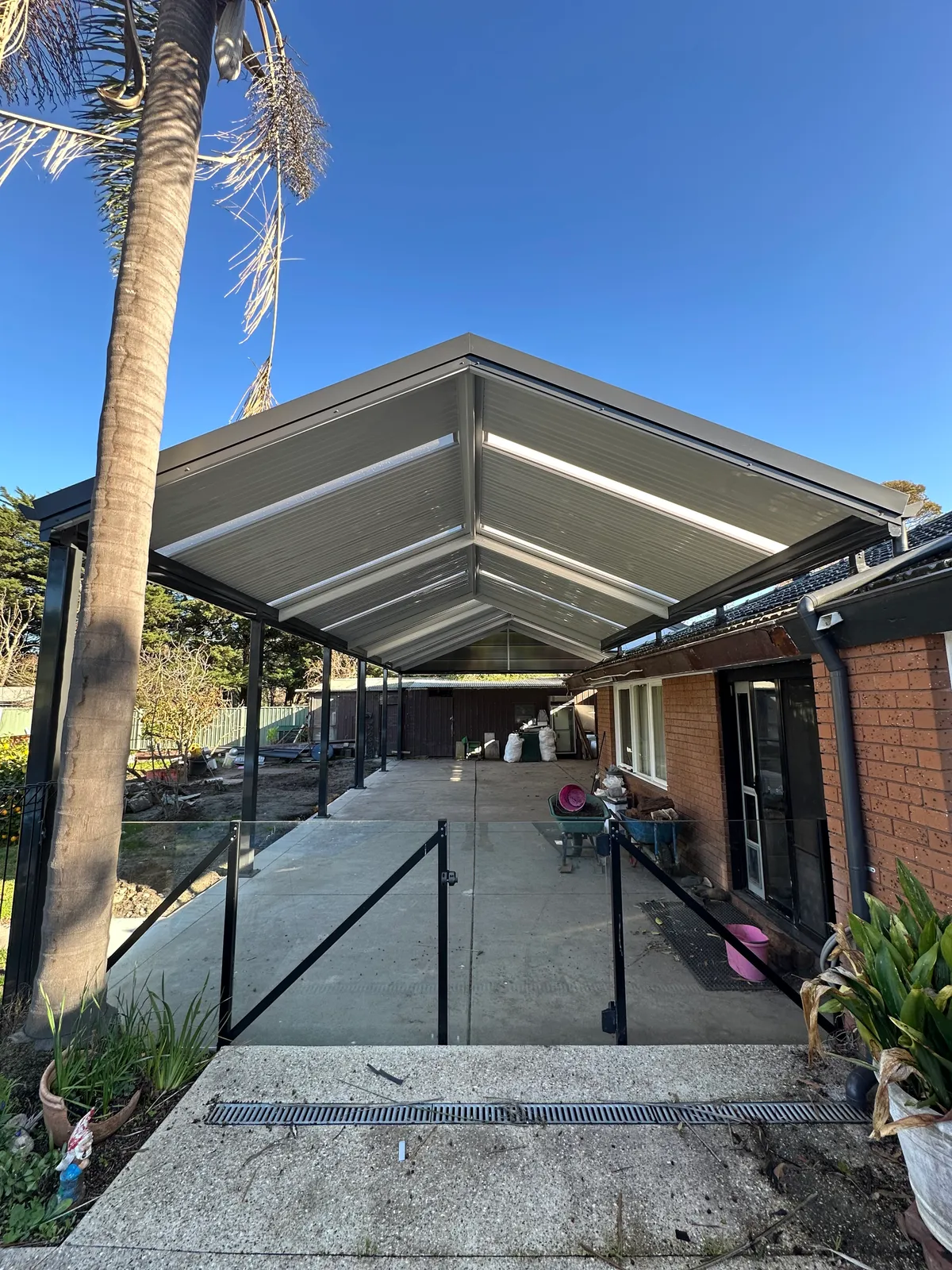 Steel gable patio structure