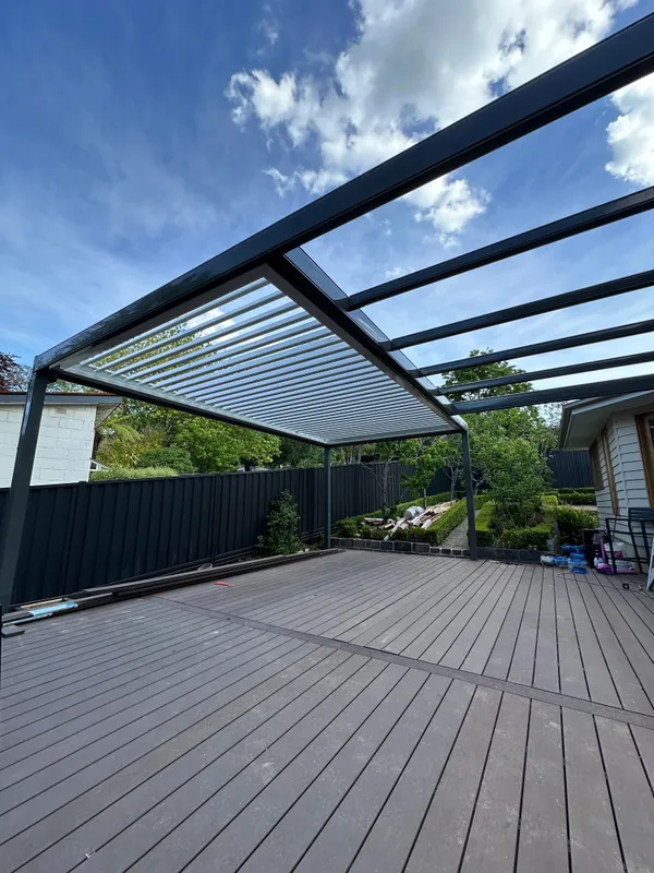 Stratco sunroof with attached open pergola